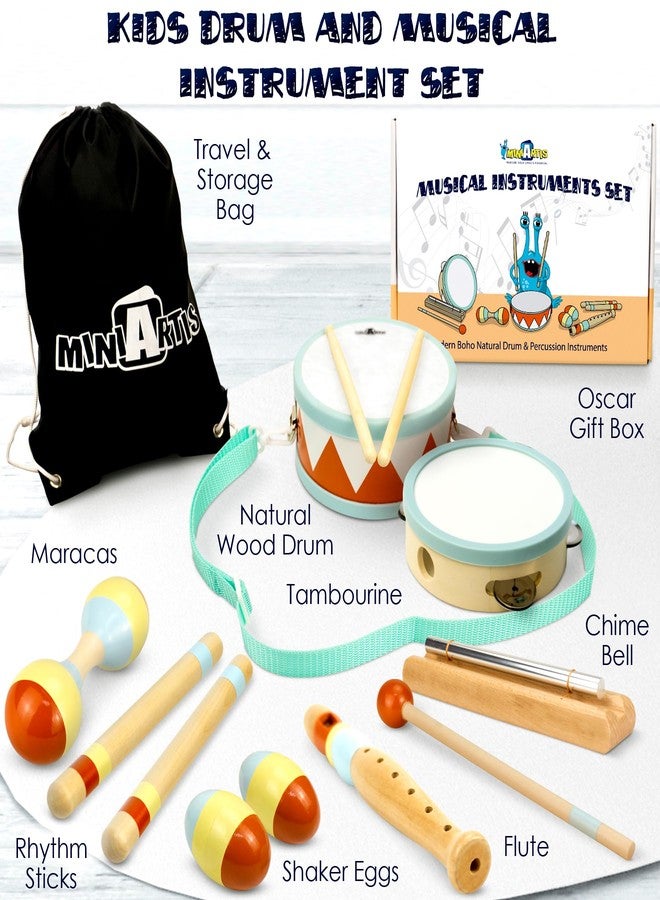 MINIARTIS Toddler Musical Instruments - Montessori Wooden Musical Toys for Toddlers 1-3 | Modern Boho Baby Drum Set with Neutral Colors Percussion Instruments | Kids Preschool Educational - Image 2